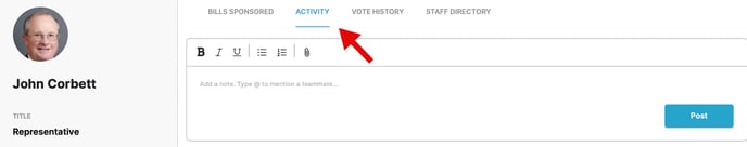 legislator page activity tab